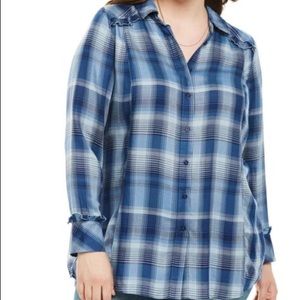 NWT 20 plaid ruffle shirt long sleeve